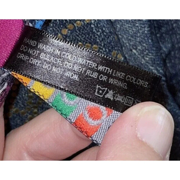 Coogi Size 16 One Piece Swimsuit Halter Top Denim Style Colorful Ruffles Beach - Picture 8 of 9